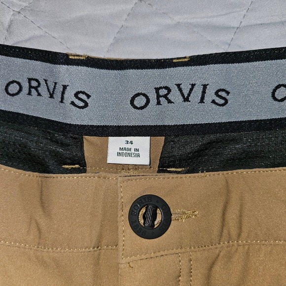 Orvis Men Tan Shorts Size 34 Hiking Fishing Casual Khaki 8.5 In Inseam Gorpcore - Picture 2 of 4